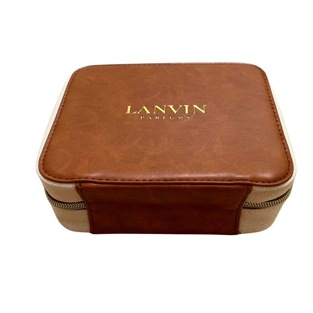 NEW, SEALED LANVIN PARFUMS Turkish Airlines Brown and Cream Business Amenity Kit